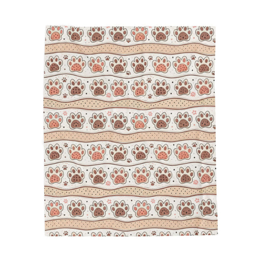 Paw Print Velveteen Blanket | Soft Cozy Throw for Pet Lovers | Dog & Cat Paw Design