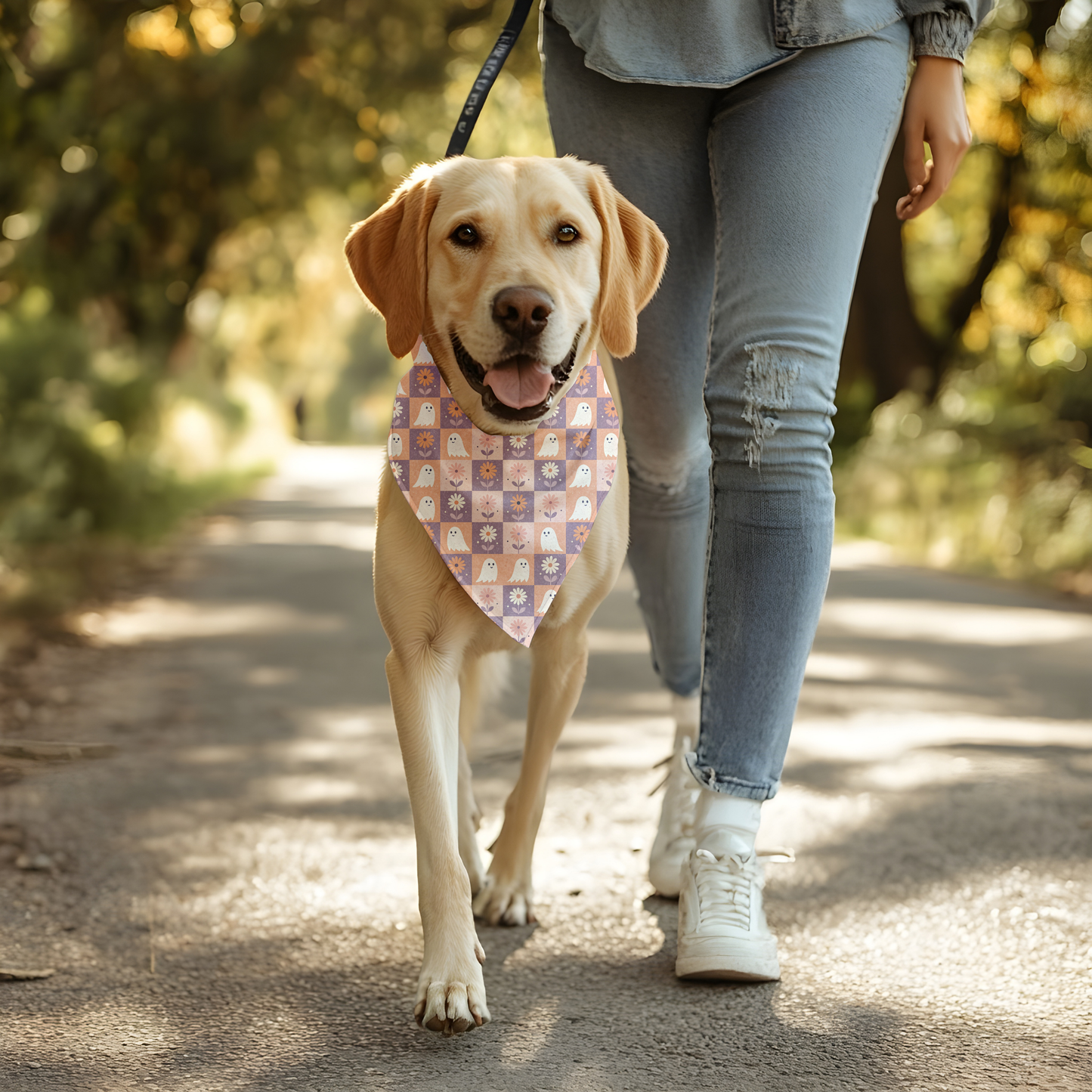 Halloween Dog Bandana | Ghost Print Dog Scarf | Fall Pet Accessory for Dogs | Cute Autumn Dog Outfit