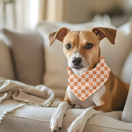 Halloween Dog Bandana | Pumpkin & Ghost Fall Pet Accessory | Cute Autumn Outfit for Dogs
